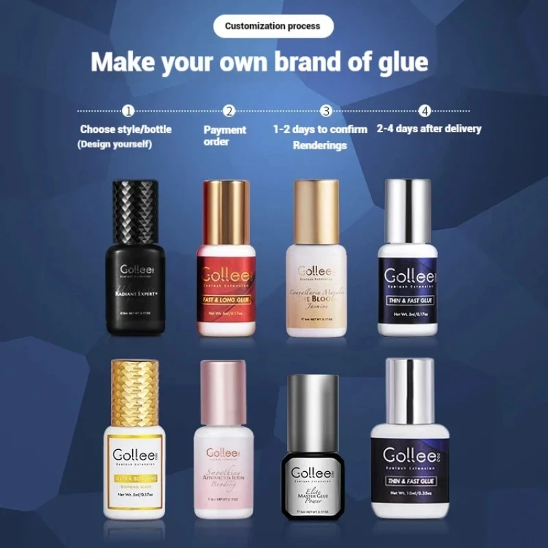 Eyelash Glue Gollee Master Glue 0.5 Sec Low Humidity Eyelash Extension Adhesive Vegan Black Hypoallergenic Lashes Glue Waterproof Lashes
