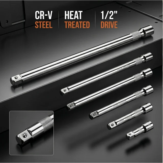 Barre d'extension Hi-Spec 1/2 pouce pour clé à cliquet 50/100/150 mm, rallonge de douille professionnelle en acier CR-V pour réparation automobile 1