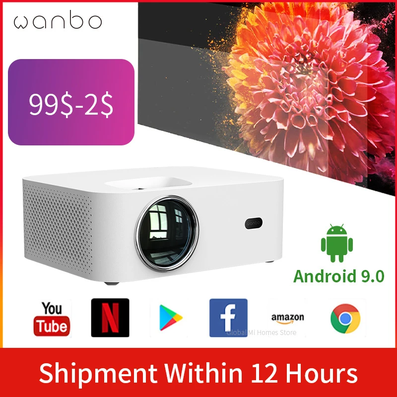 projector near me Wanbo X1 Projector Android 9 Global Version 4K Mini Projector LED LCD Portable Projector 1280*720P Theater for Home Office projector mobile