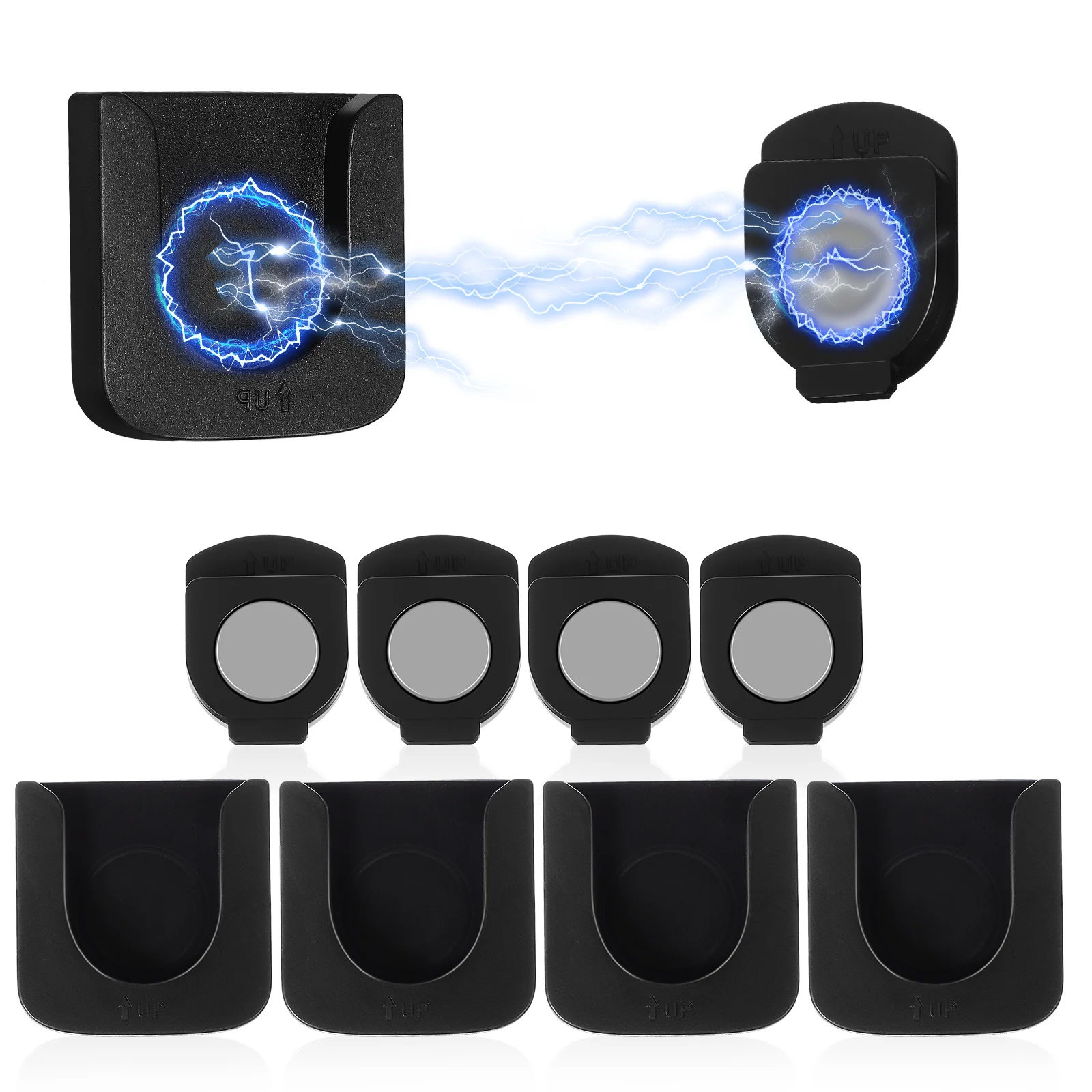 

4 Sets Air Conditioning Projector Remote Control Magnetic Buckle Storage Hook (black) Holder Stand Box Wall Mounted Abs Key