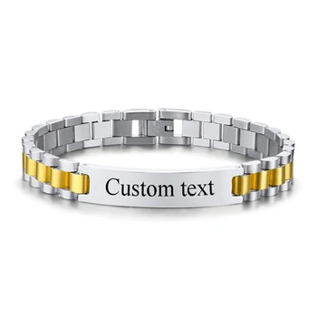 Custom Text Name Men Stainless Steel Bracelet watch band Personalized Engrave Logo Id Bracelets For Women Gift Jewelry