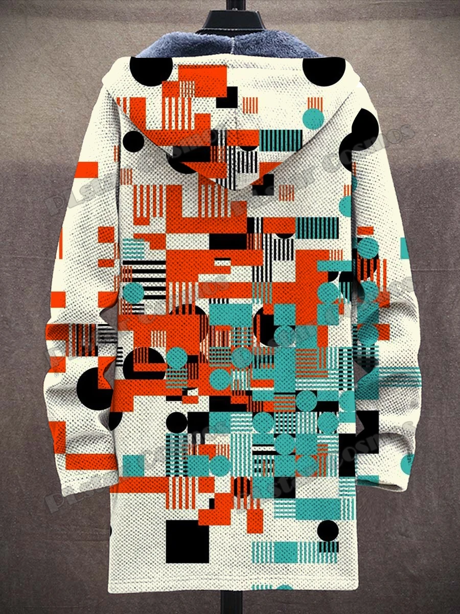Weihnachten & Farbverlauf Streifen Muster 3D Gedruckt Herrenmode Plüsch Dicken Kapuzenmantel Winter Lässige Warme Reißverschlussjacke CM07 – Detail 14