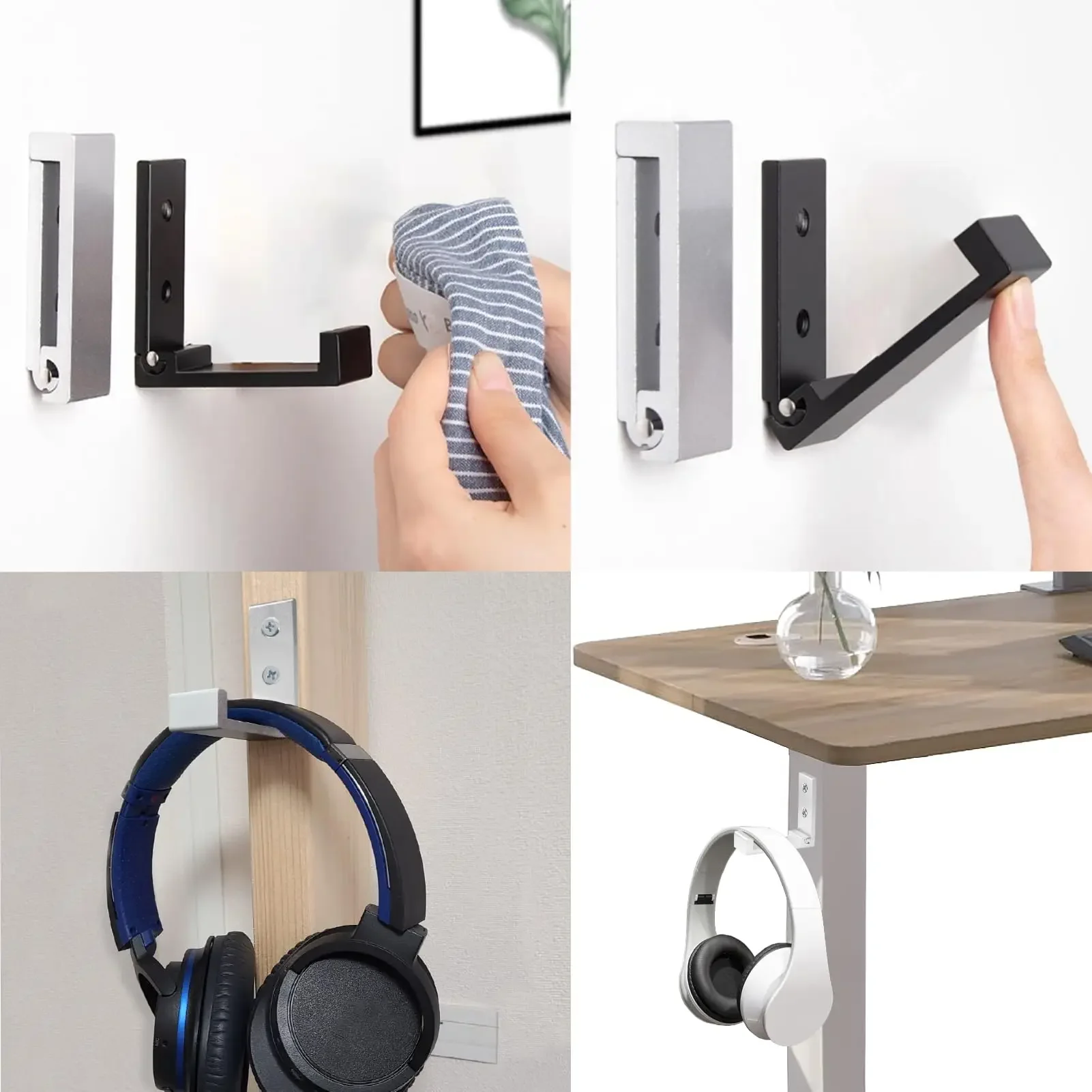 Foldable Aluminum Headphones Wall Mount Hanger