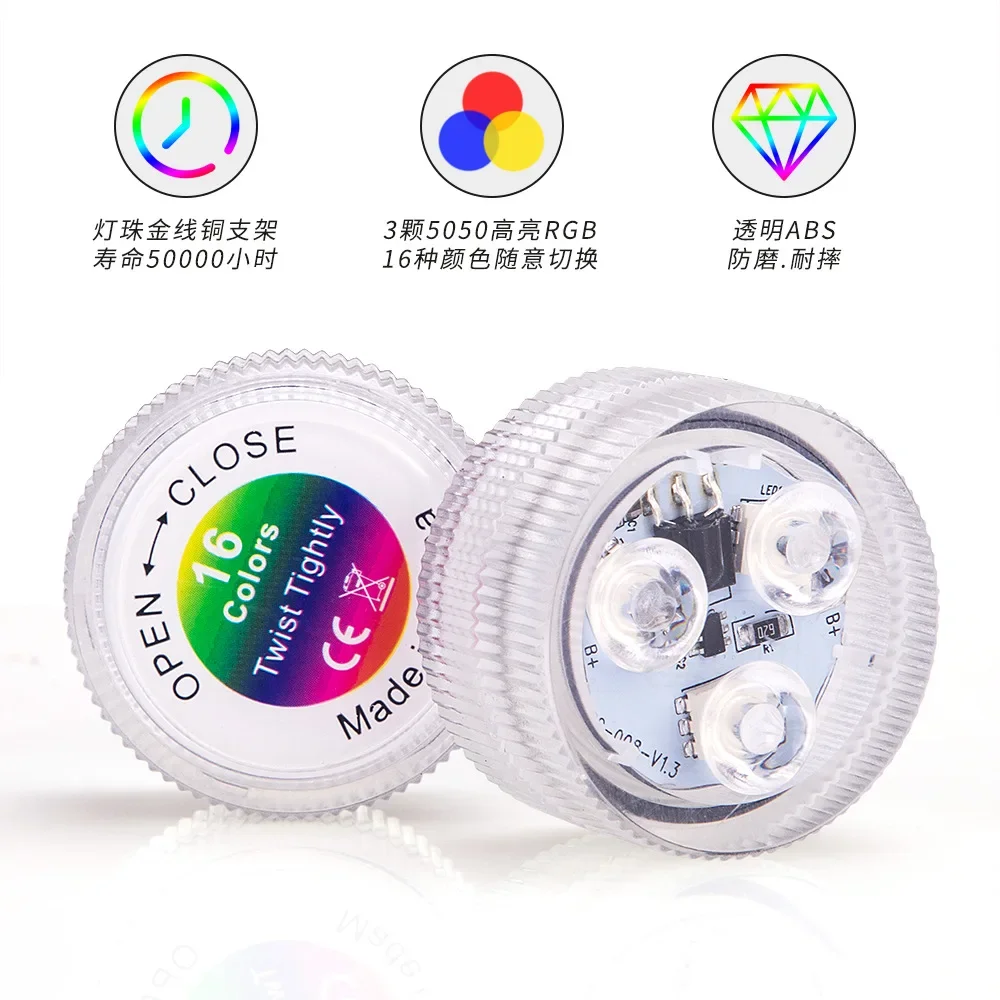 3 LED Underwater Light 16 Colors RGB IP68 Waterproof Swimming Pool Accessories Light Outdoor Submersible Lights for Pond Vase