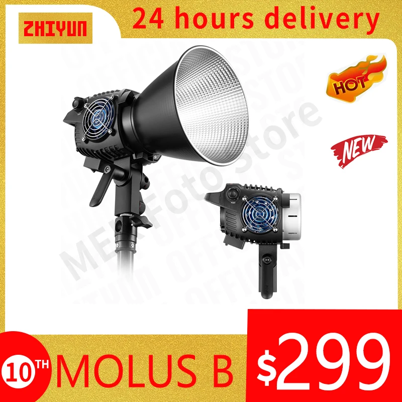 ZHIYUN 공식 MOLUS B 시리즈 이색 COB 라이트 비디오 조명, 블루투스 제어 사진 조명, B100, B200, B300, B500
