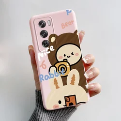 Adorable Rabbit & Panda Soft Silicone Back Protector for Oppo Reno12 Pro 5G 2024 (Pink-L01)