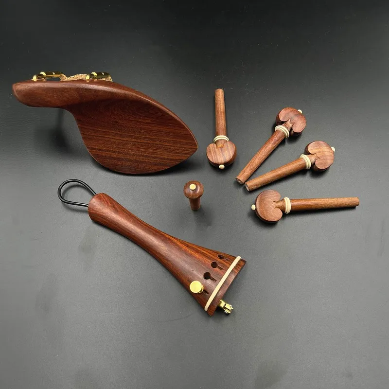 1 set of Violin Fitting Rosewood Parts With hardware Pegs Chinrest Tailpiece Gut Endpin,Violin Accessories