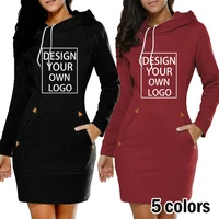 Customized Autumn and Winter Women Hoodie Dress Fashion Long Sleeve Hoodie Casual Hooded Dress Pullover Dress