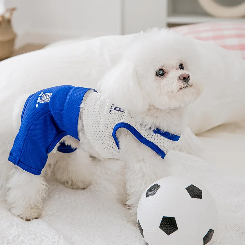 Spring Summer Leisure Sports Style Dog Split Suit Vest Pants Small Breathable Pet Cat Clothes Jersey Costume Funny Set |