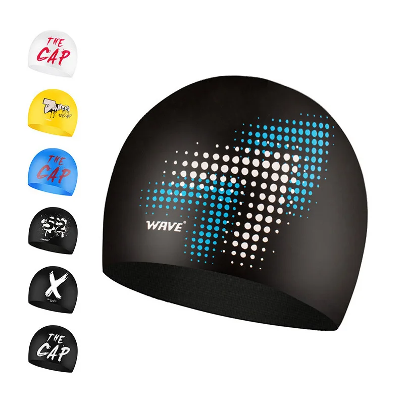 

Long hair swimming cap Solid color plus adult print waterproof hair care silicone swimming caps for men and women