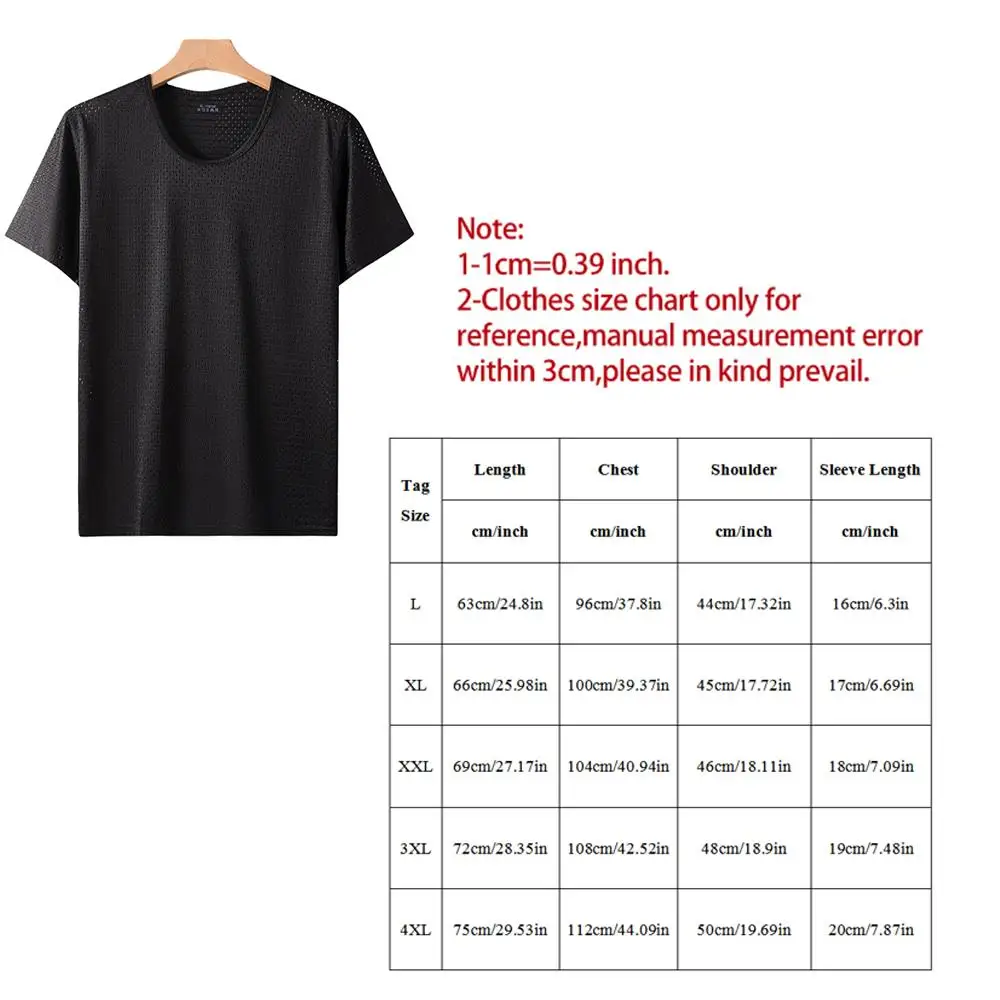Men's Ice Silk Mesh Breathable T-Shirt Quick-Drying Short Sleeve Tee Sport Breathable Man Braces T-shirt Summer Man Clothes Top