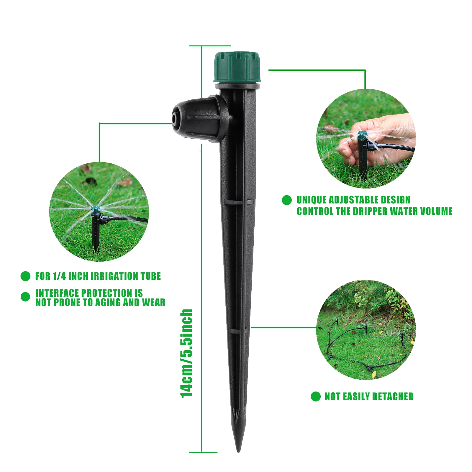 8 Hole Spiked Dripper Flow Adjustable Stream Sprinkler Garden Greenhouse Automatic Watering Irrigation Emitter 5/20/50/100Pcs
