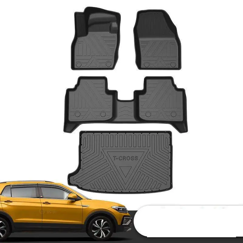 

Car Floor Mats Waterproof Non-Slip For Volkswagen T-Cross 2019 2020 2022 TPE Rubber All-Weather Protection Accessories Foot