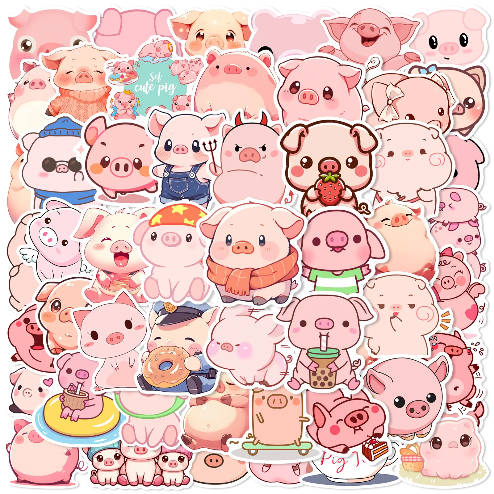 Doraking 45PCS Cute Boxed DIY Cartoon Doggy And Cat Adhesive Paper Pets Shaped Stickers For Laptop Planners Scrapbook Cups Diary Notebooks Album Phone