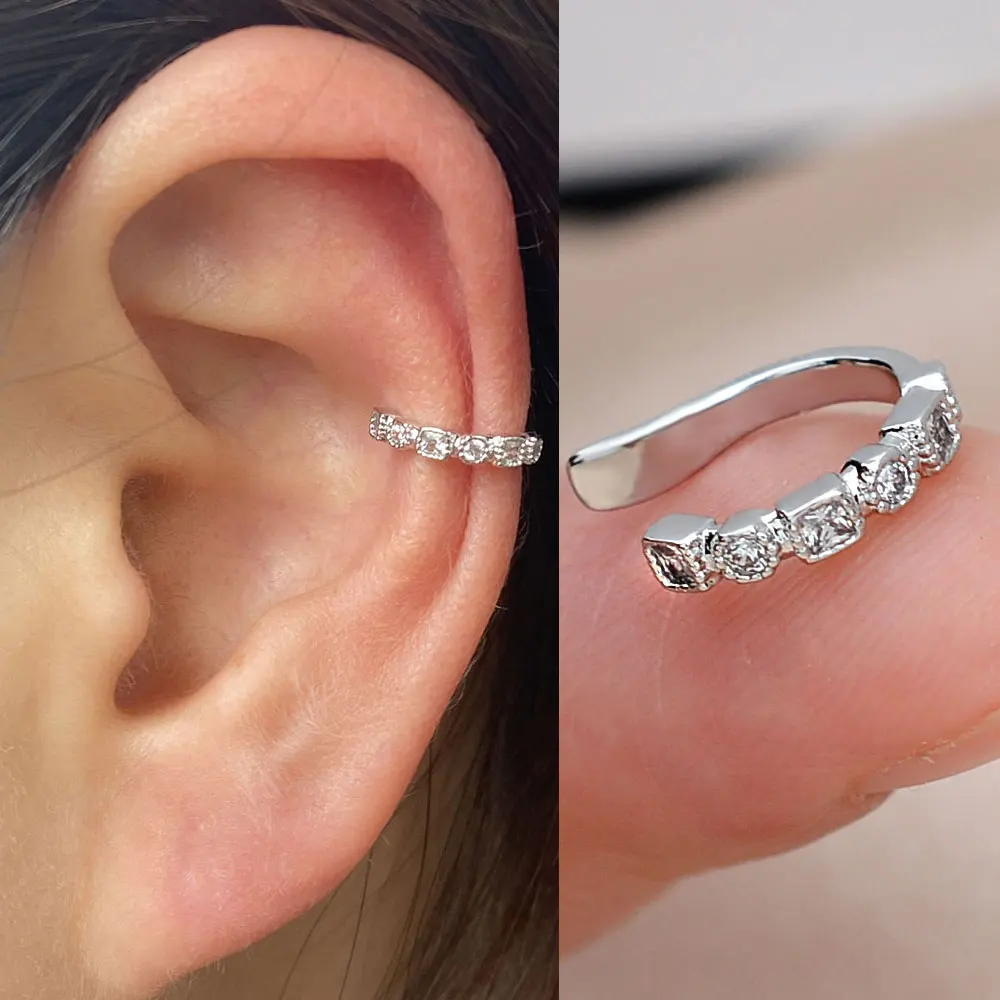 1Pc Neue Kristall CZ Clip Auf Ohrring Blatt Ohr Manschette Ohne Piercing Helix Knorpel Ohr Clip Ohr Wrap Für frauen Teen Party Schmuck – Detail 16