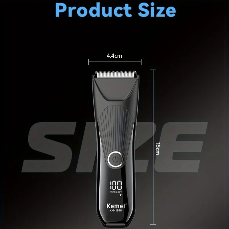 KEMEI km-1848 unisex electric hair clipper with base for home use, rechargeable USB charging 4