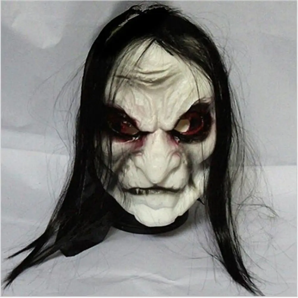 Halloween Zombie Mask Puntelli Grudge Ghost Hedging Zombie Mask Realistico Masquerade Halloween Mask Capelli Lunghi Ghost Spaventoso Mask