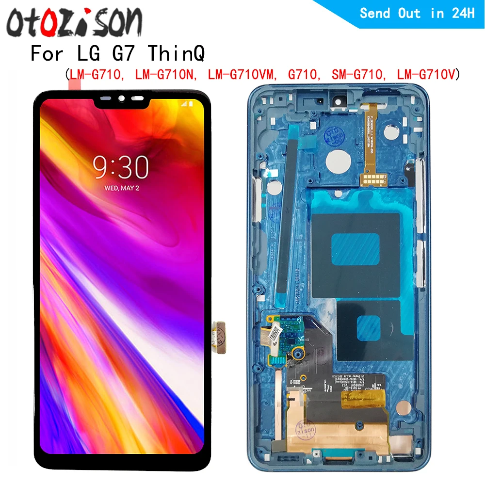 Display Ips Da 6.1 "Per Lg G7 Thinq Lm-G710, Lm-G710N G710 Lcd Con Cornice Schermo Lcd Touch Panel Digitizer Assembly Per Lgg7