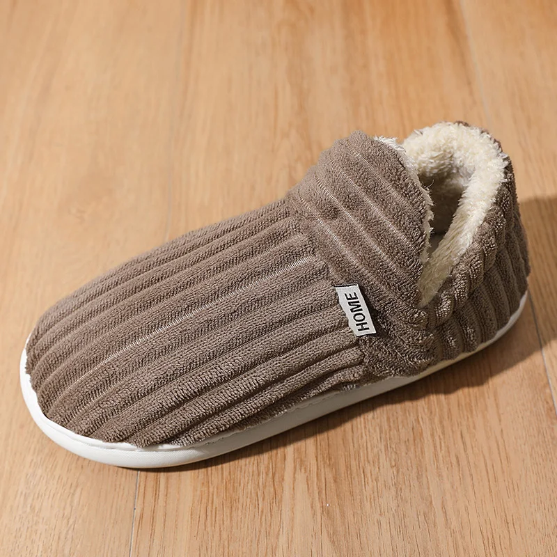 Men's Slippers Winter New Keep Warm Plush EVA Soft-soled Slides Slippers Indoor House Walking Shoes