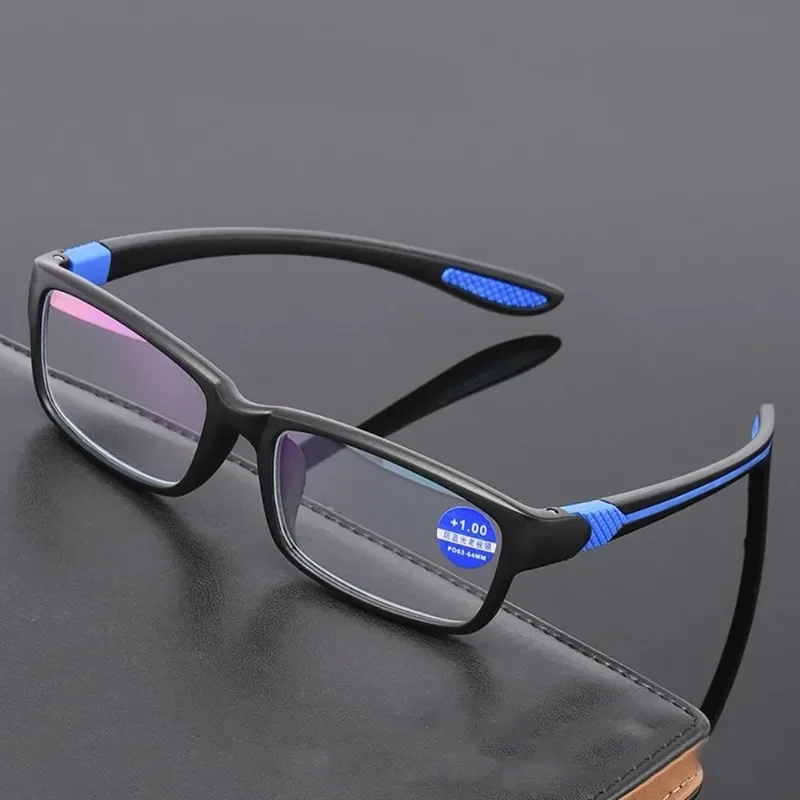 

Очки для чтения для мужчин и женщин, спортивные, с защитой от синего света, очки для чтения, черная, красная оправа TR90, очки для дальнозоркости от + 100 до + 400