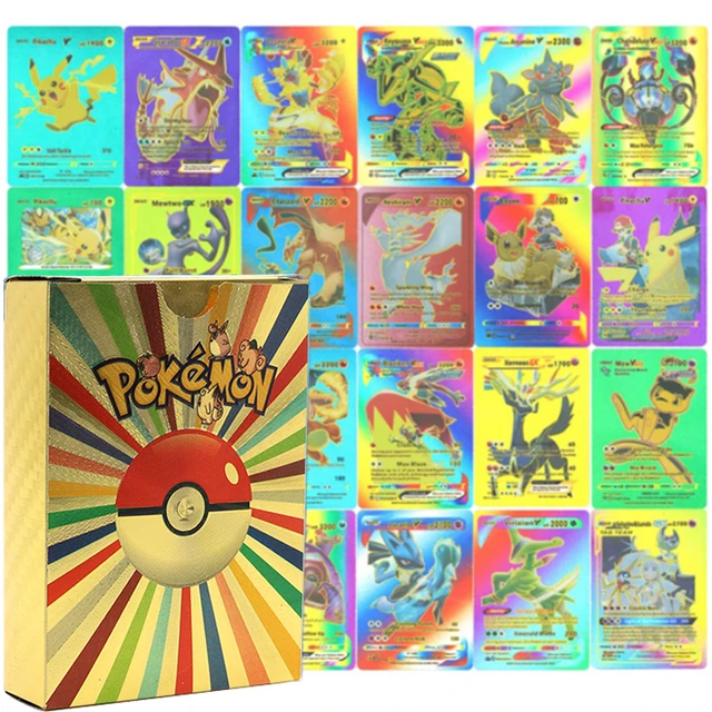 English Pokemon Card Gold Original Mew  Pokemon Card Rainbow Charizard -  English - Aliexpress