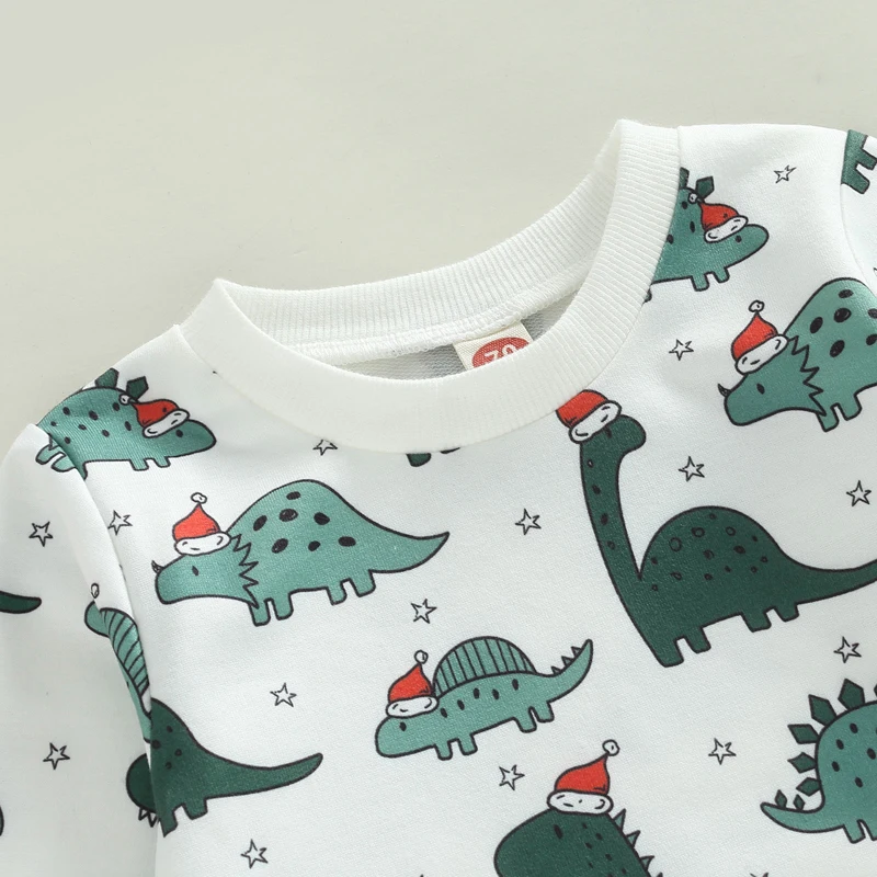 -10-10 Lioraitiin 0-3Years Toddler Baby Boy Girl 2Pcs Autumn Clothing Set Long Sleeve Animal Dinosaur Printed Top Long Pants