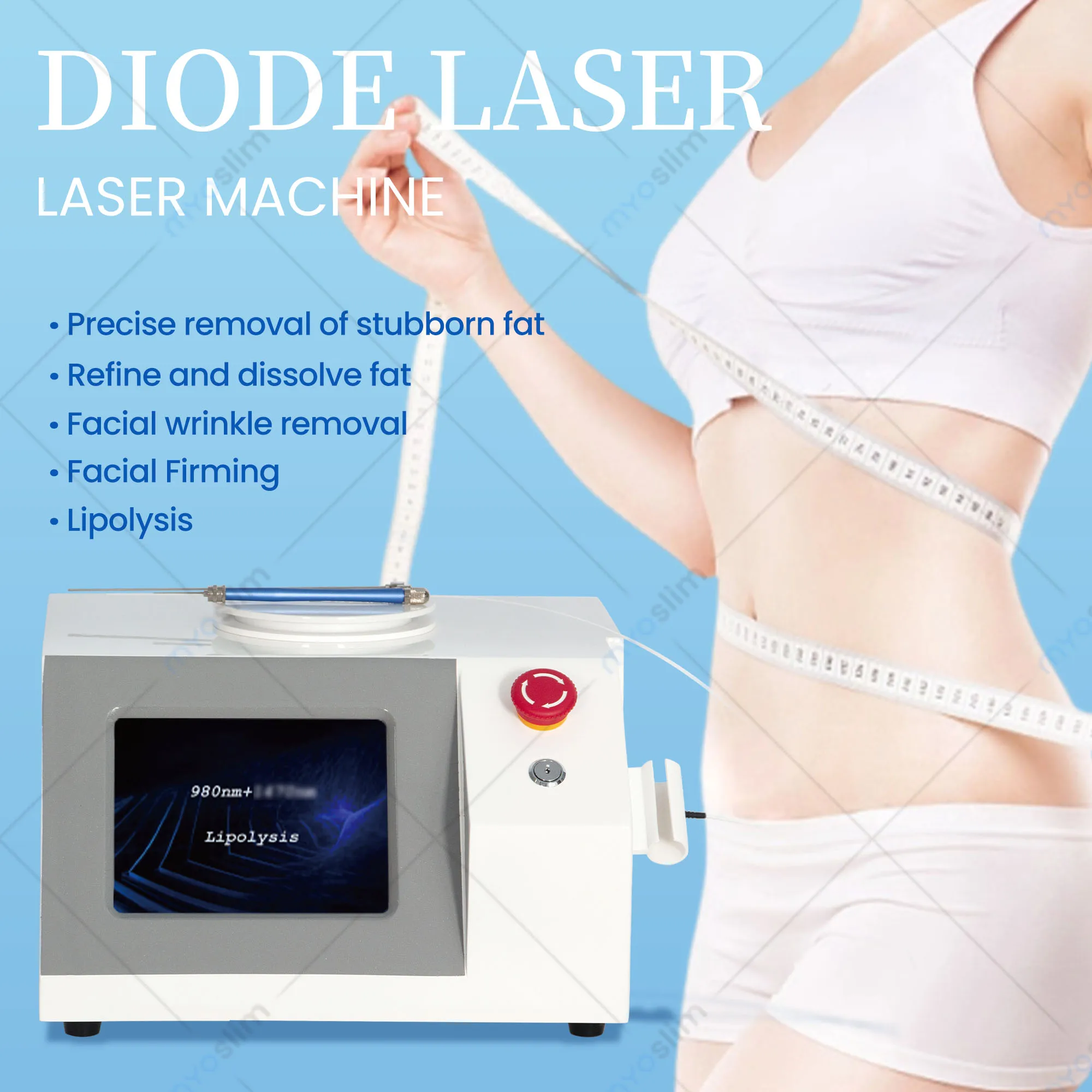 980nm/1470nm 다이오드 레이저 지방분해 기계 엔도레이저 지방 연소 기계 몸매 조형 및 엔도 리프팅 지방 감소