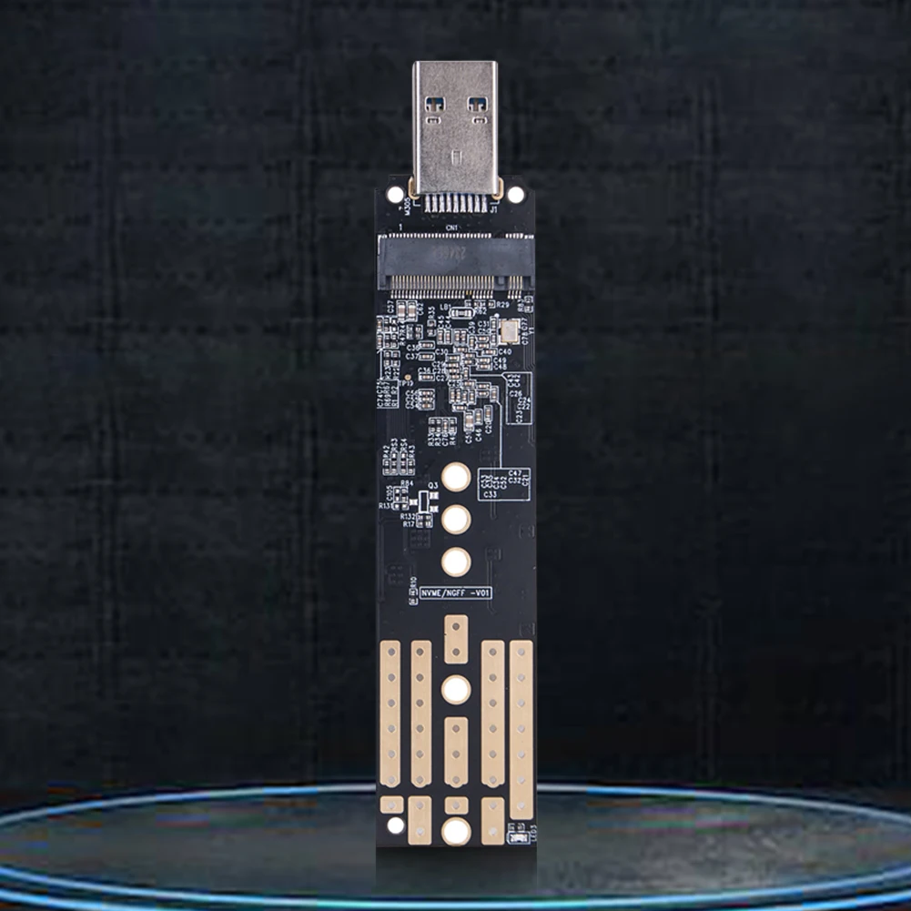 JMS581DL 듀얼 프로토콜 SSD 인클로저, PCIe AHCI M.2 NVME/NGFF to USB3.1 A 타입 지지대, 2230 2242 2260 2280 SSD 지원 불가
