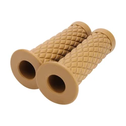 Retro Non - Slip Rubber Handlebar Grips for Motorcycles and Scooters (Yellow)
