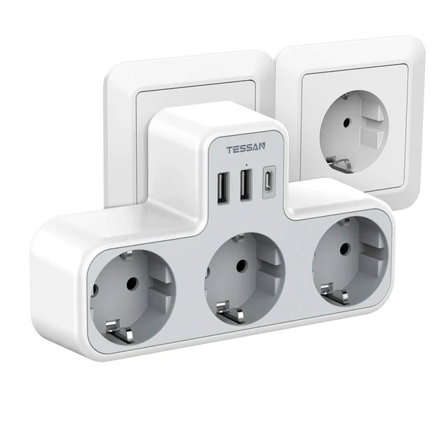 Comprar TESSAN-regleta de enchufes múltiples con 3/6 salidas de CA, 3  puertos USB, enchufe europeo con Cable de extensión de 1,5/2m