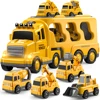WizKidz 5-in-1 Construction Truck Toy for Kids 3+ Years Old Friction Power Vehicle Set Carrier Transport Trucks for Boys & Girls 1