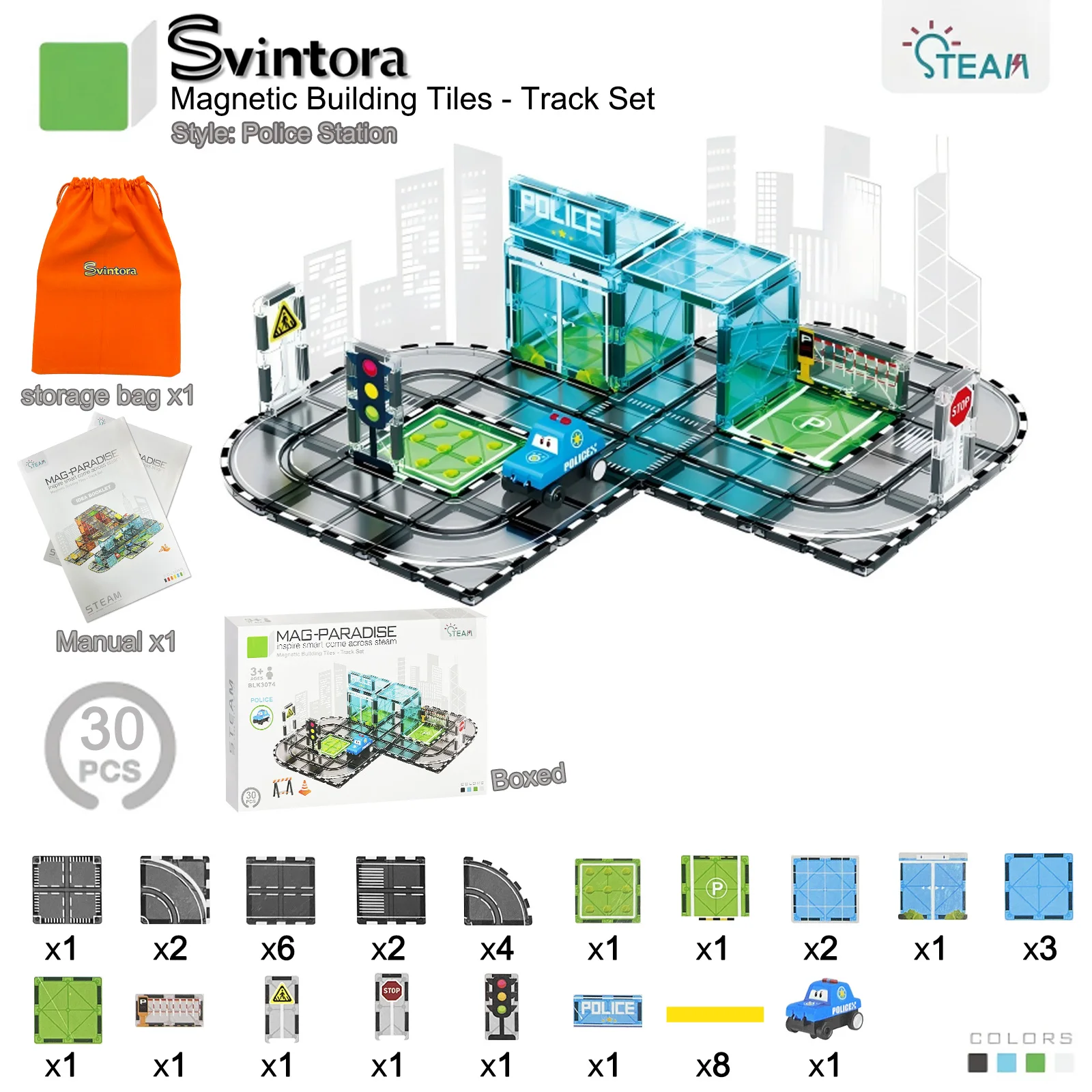 Svintora DIY Magnetic Tiles City Tracks Train Set – Creative STEM ...