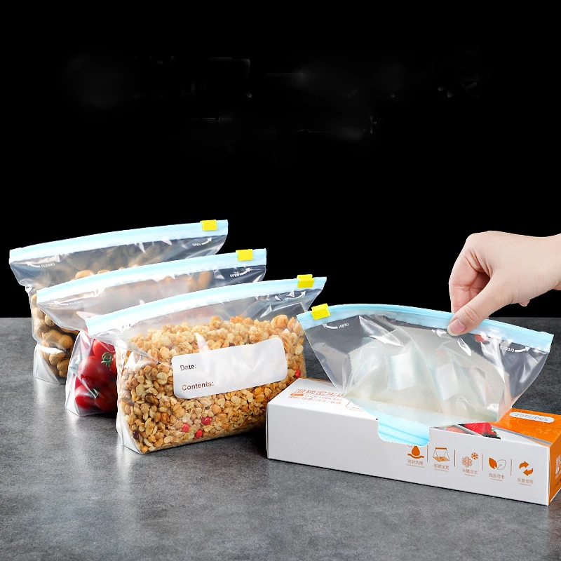 Zip Plastic Bag Storage Kitchen Organizer for Food Fruit Vegetable Frozen  Bag With Hermetic Closure Refrigerator