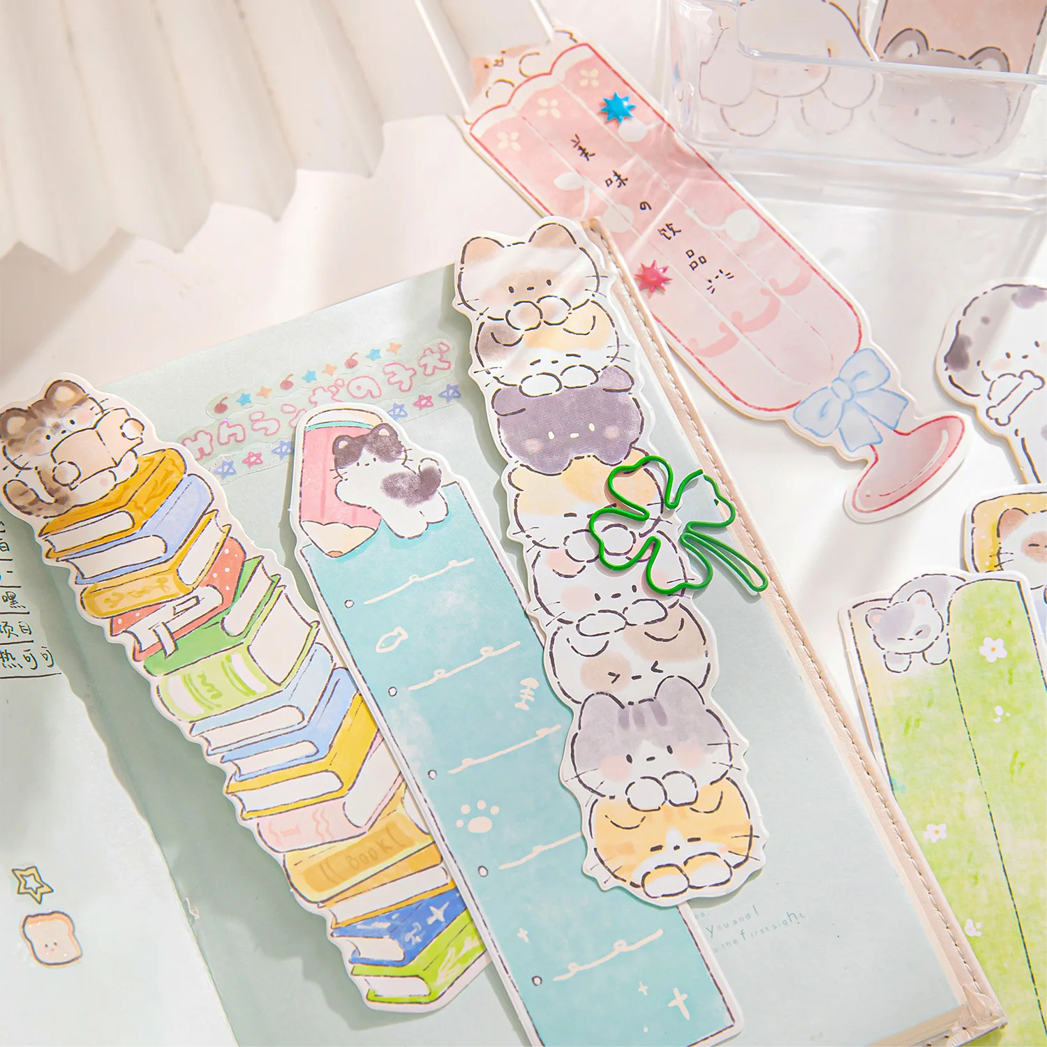 30pcs/box Kawaii pet box bookmark set cute hand drawn pattern hand account reading writing mark learning focus 3