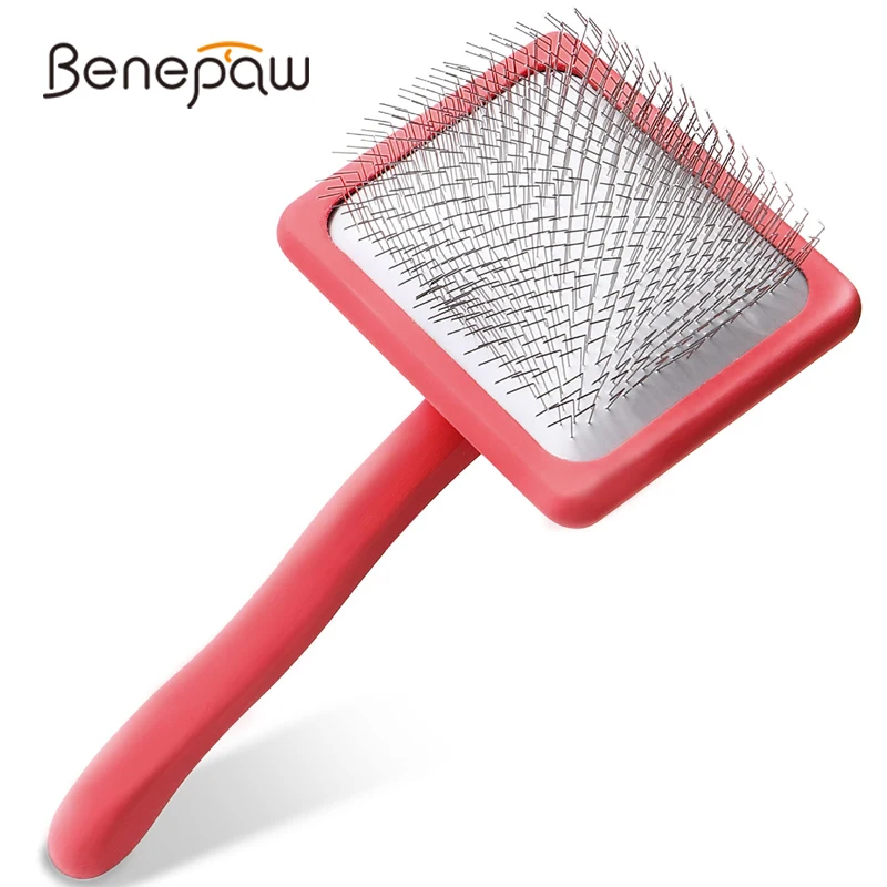 Benepaw Professional Pet Slicker Brush Soft Massage Grooming Stainless Steel Pins Cat Dog Comb Dematting Shedding Fur Undercoat