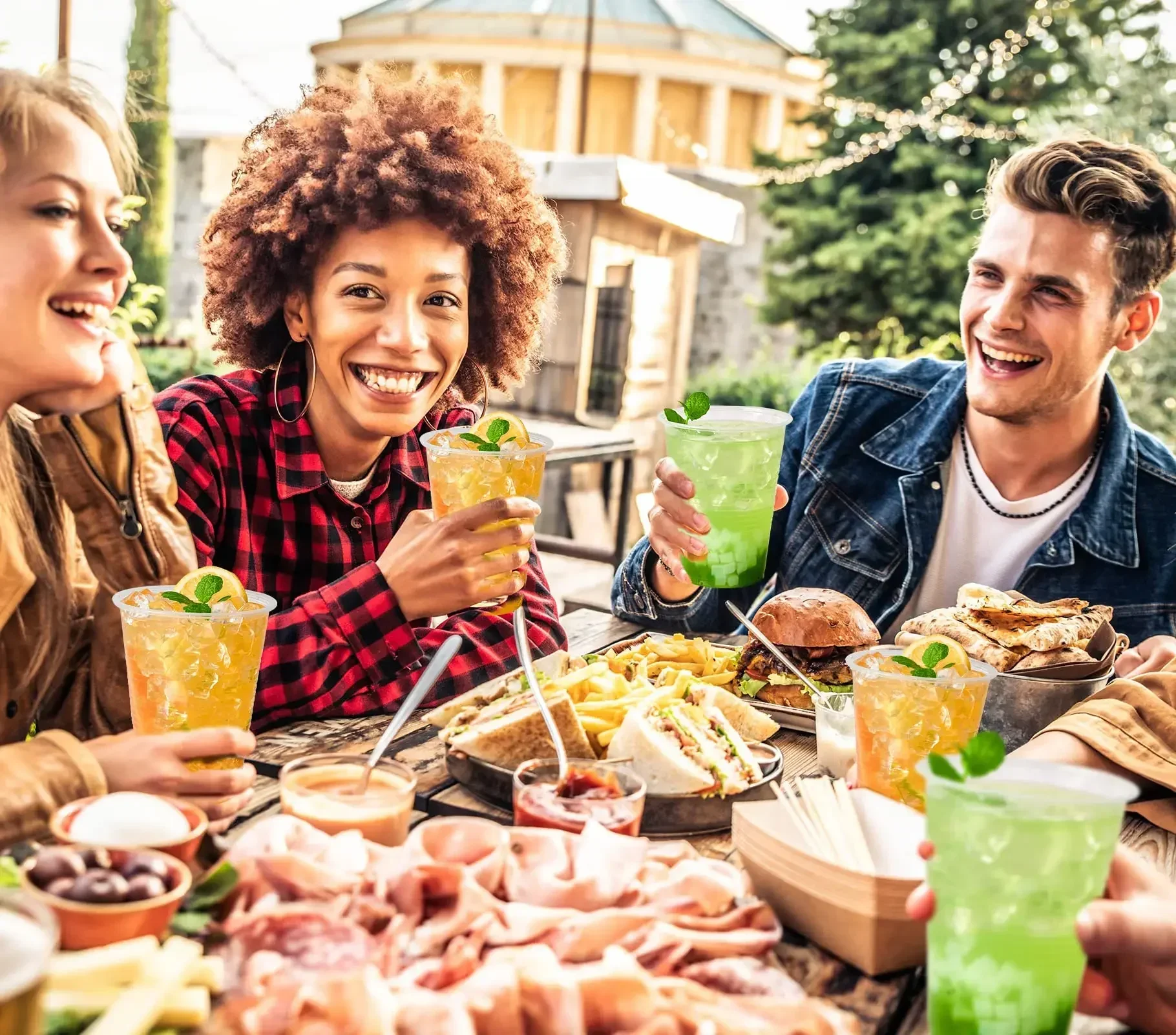 Description Picture 2 of item100 Disposable Plastic Cups Portable Picnic Birthday Disposable Kitchenwar Party Tableware Party Picnic Transparent Cups