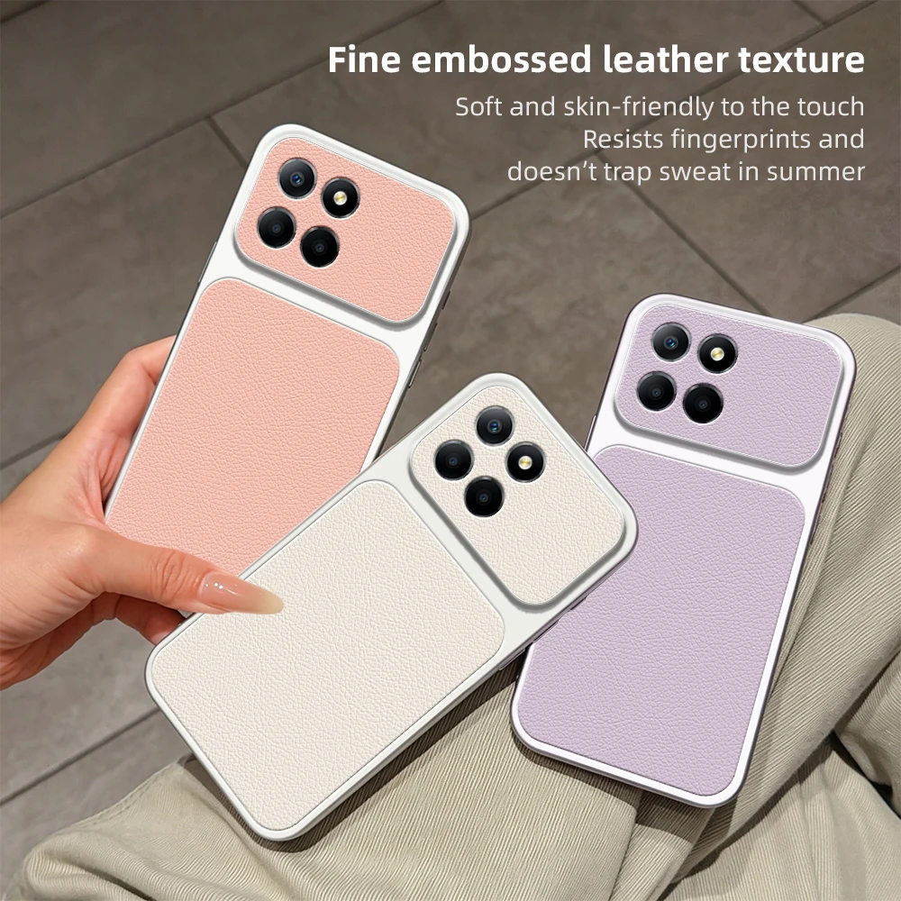 Luxury Leather Matte Back Cover with Lens Protection