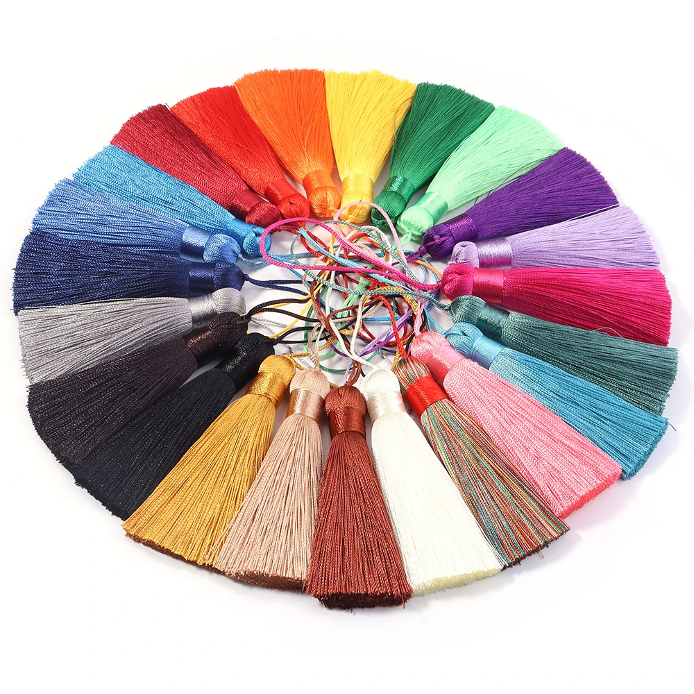 6 Stück 82 cm lange Seidenquasten, handgefertigte weiche Mini-Quasten mit Schlaufen für DIY-Bastelarbeiten, Schmuckherstellung, Souvenir-Lesezeichen – Detail 4