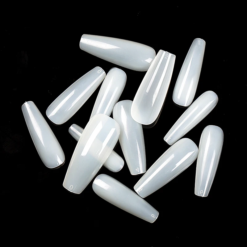 Fake Nails 100pcs/box Natural Clear White Full Coverage Extension T-shaped Water Drop Full Sticker