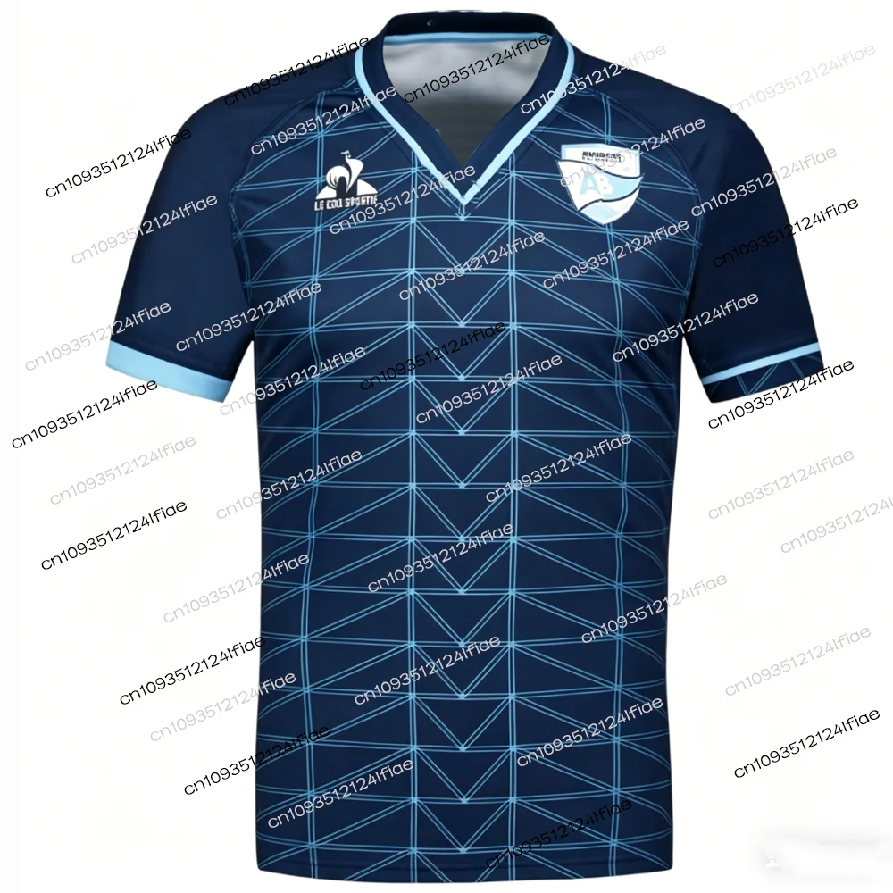 Nieuw Frans AVIRON BAYONNAIS rugbytrainingspak uit 2026, sportkleding met V-hals, ademend en sneldrogend, geschikt voor buitensporten._voghion.com