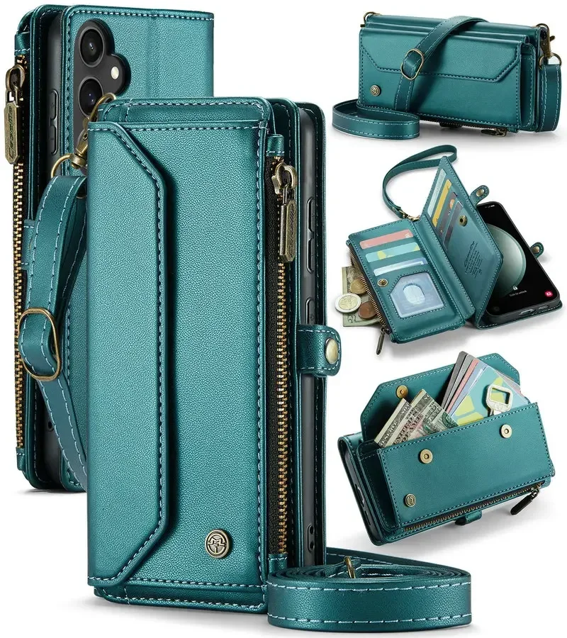 RFID Secure Crossbody Zipper Wallet Bag with Card Holder