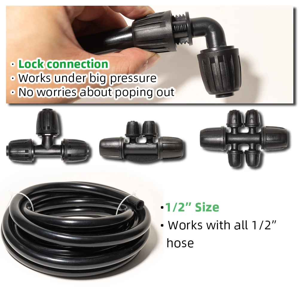 1/2" Tubing Locked Connector Fittings Drip Irrigation Tee Elbow Coupling End Plug Automatic Garden Watering System garden hose connector hose connector garden quick coupling barbed connectors garden hose adapter hose tap adapter tank fitting connector plastic pipe connector water pipe connector pipe connector water pipe fitting irrigation pipe fitting garden water connector plastic pipe fitting faucet quick connector