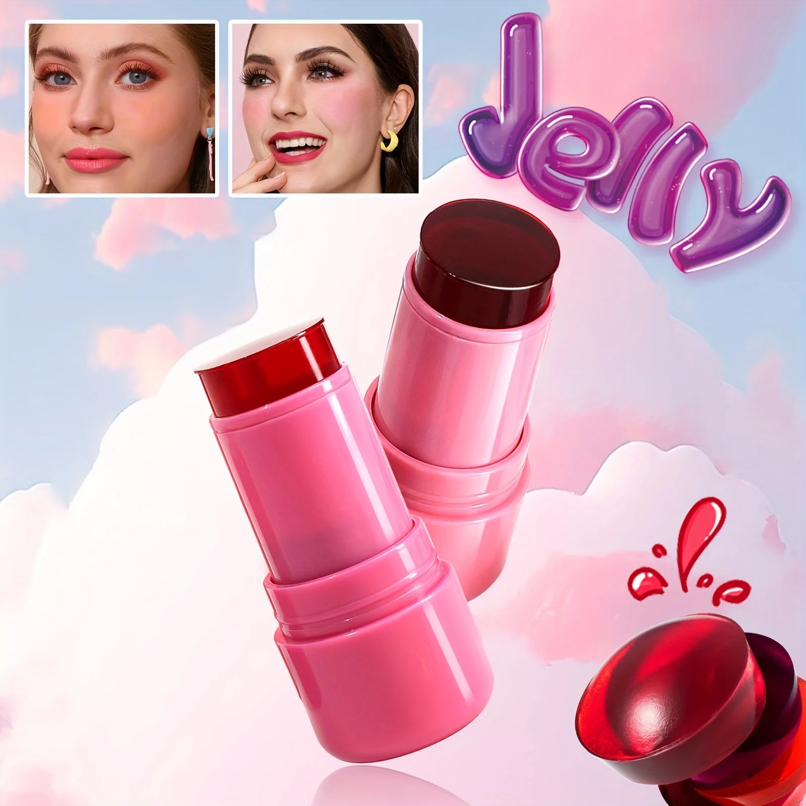 Blush Stick Jelly Lip And Cheek Tint Multi-purpose Cooling Water Sheer Stain