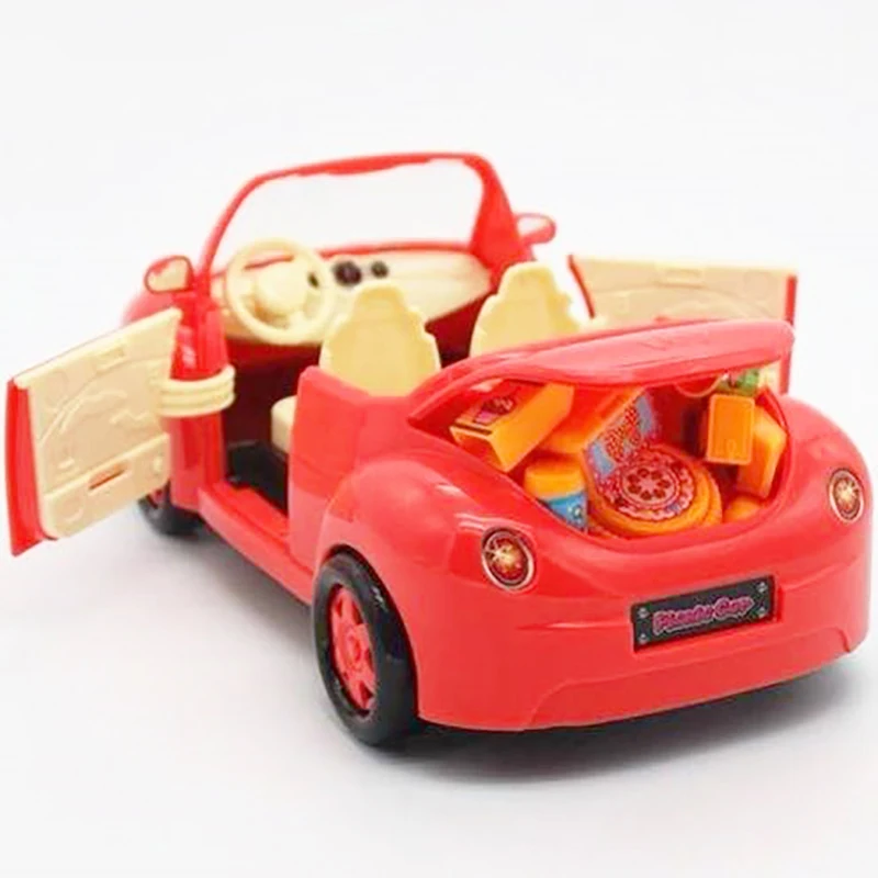 Forest Animal Family 1:12 Dollhouse Red Car Elephant Action Figure Furniture Autobus Pretend Play House Toy Girl Birthday Gift 3