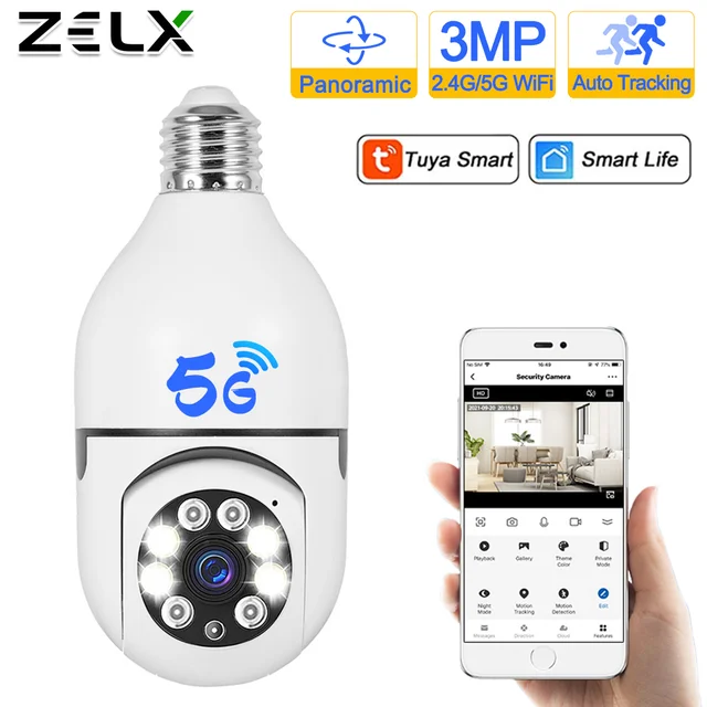 Caméra IP 2K 3mp, ampoule E27, caméra de nuit couleur,caméra wifi 5G, caméra  d'intérieur, mini caméra,Tuya, maison intelligente,protection de sécurité,moniteur  de surveillance pour bébé,caméra pour animaux de compagnie - AliExpress