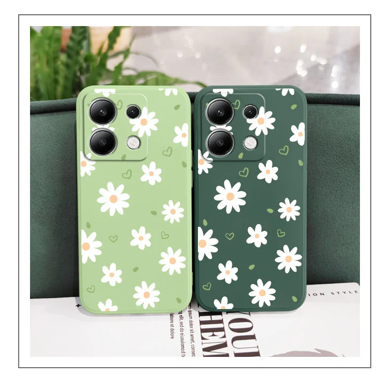 Zarte Daisy Handyhülle für Xiaomi Redmi Note 14 13 12 12S 11 11S 10 10S 9 9S Pro Plus 4G 5G Flüssigsilikonhülle – Detail 7
