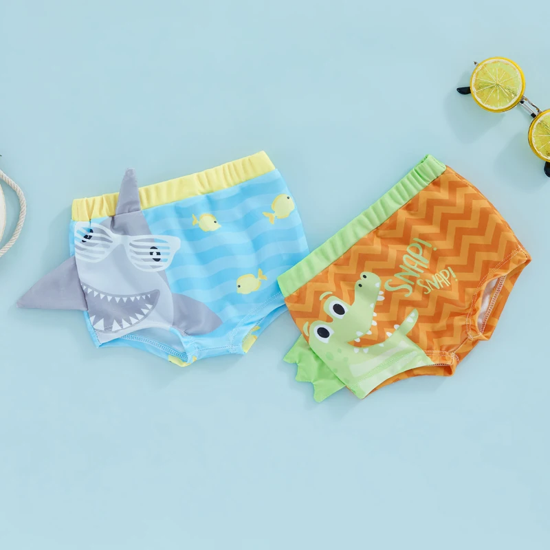 

Tregren Toddler Boys Summer Swimwear Trunks Elastic Band Shark Print Stretch Quick Dry Swimsuit Infant Baby Cartoon Swim Bottoms