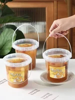 50pcs Disposable Fruit Tea Tote Bucket Fruit Ice Cream Milk Tea Large Capacity Packaging Cup Plastic Beverage Buckets with Lid 2