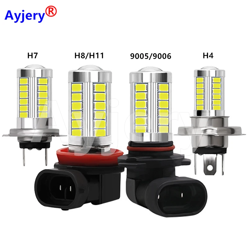 

AYJERY 50pcs/lot 12V H4 LED 33 SMD 5630 5730 H7 H8 H11 9005 9006 Car LED Light Lamp Bulb Car Styling HeadLight Fog Light Lamps