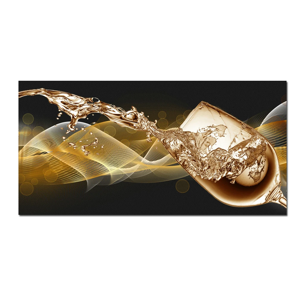 

Contemporary Feng Shui Golden Abstract Goblet Painting Canvas Prints Pictures Wall Art for Living Room Home Decor HYL2056